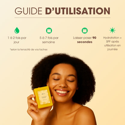 Savon anti-taches au curcuma ( 2 offerts + crème hydratante )